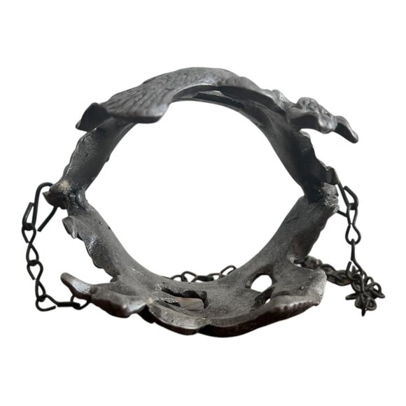 Vintage 1995 Carson Pewter Hanging Candle Holder With Hummingbird & Floral Desig - Picture 6 of 6